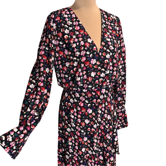 Equipment Floral Maxi Dress Sz S Faux Wrap Long Sleeve Flowy Feminine Career - Picture 5 of 12